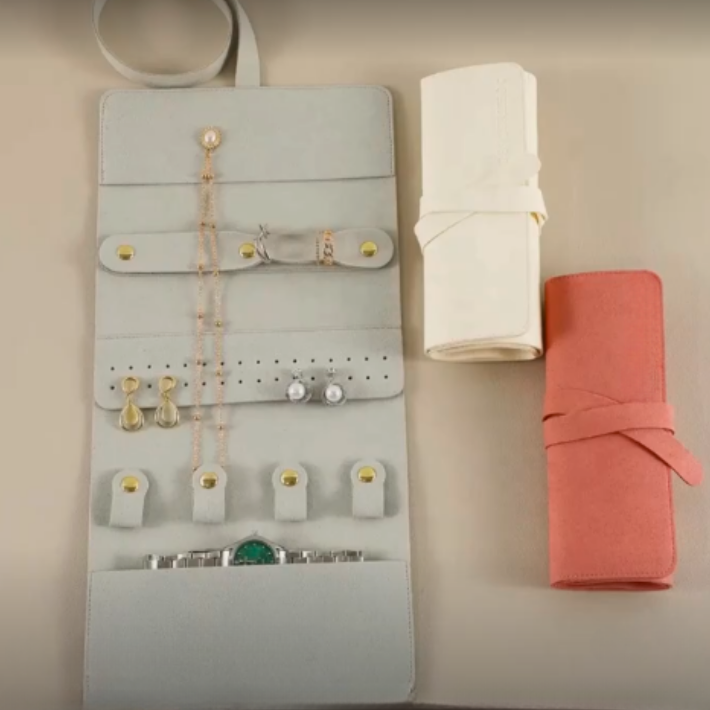 Leather Travel Jewellery Roll