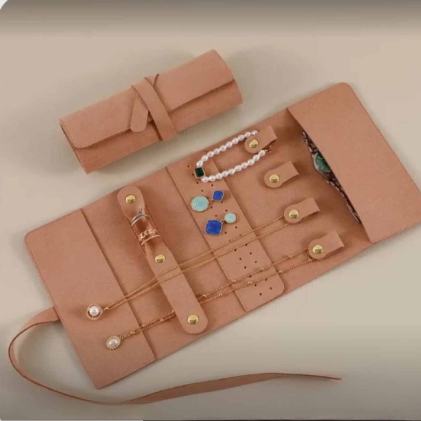 Leather Travel Jewellery Roll