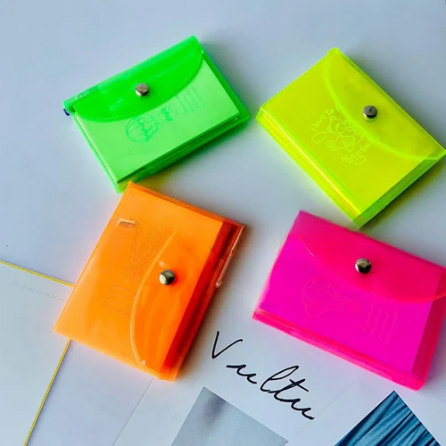 Transparent pocket folding card case pouch