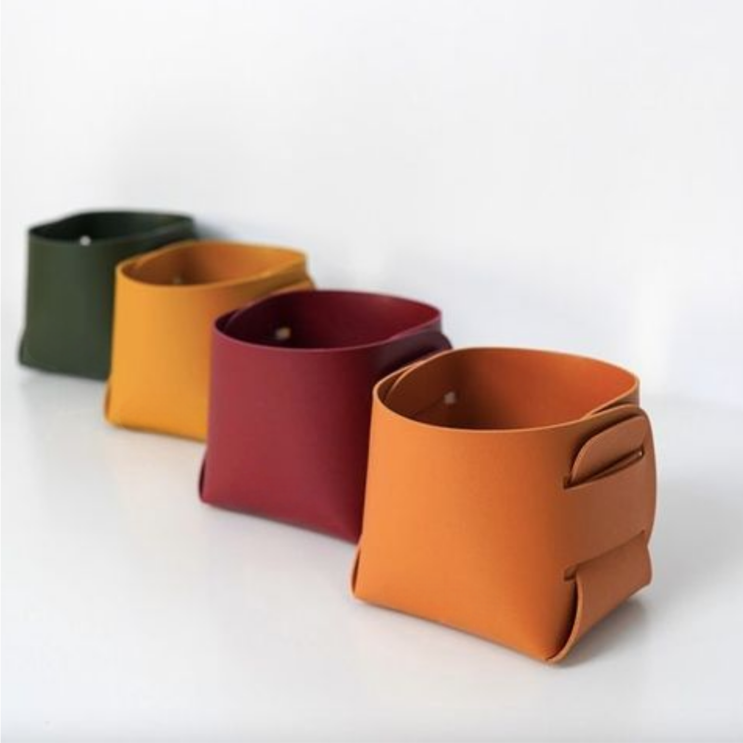 Folding Rectanglular Leather Desktop Storage Organiser