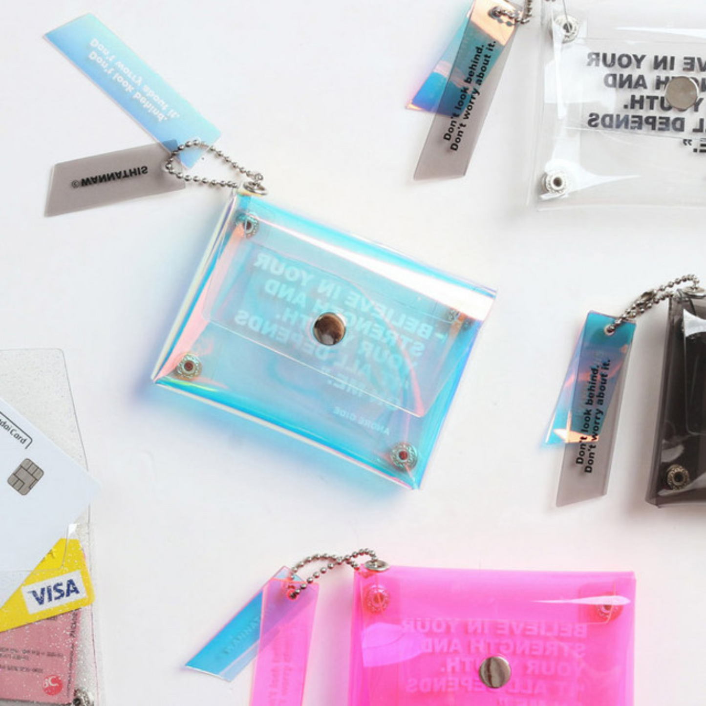 Transparent pocket folding card case pouch