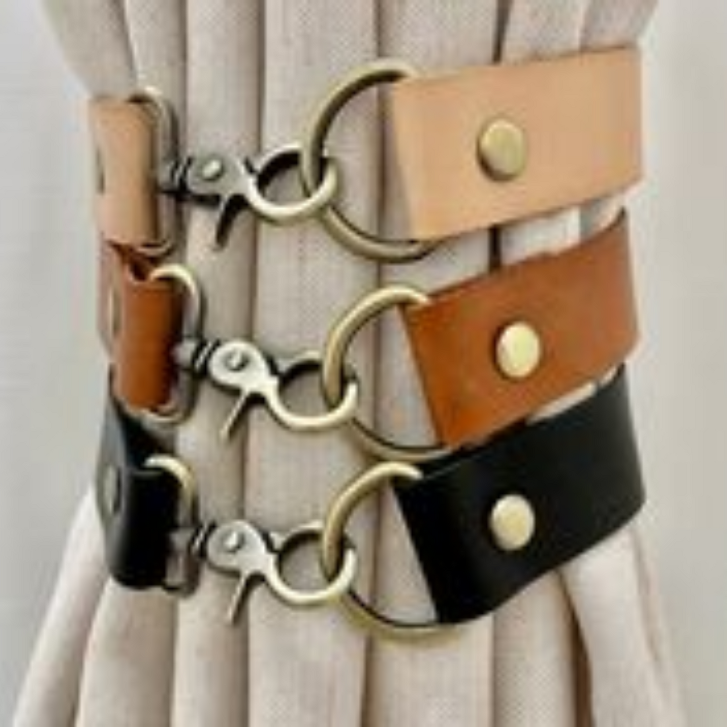 Leather curtain tie backs