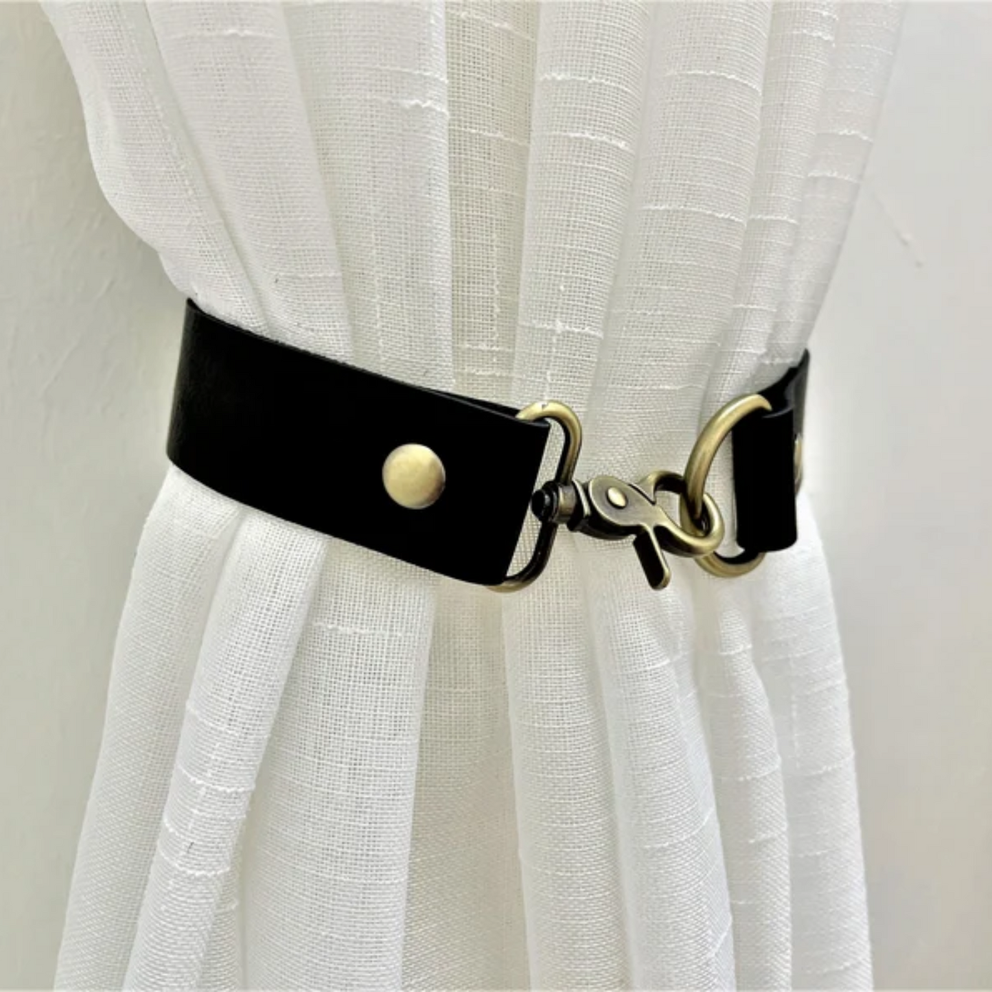 Leather curtain tie backs
