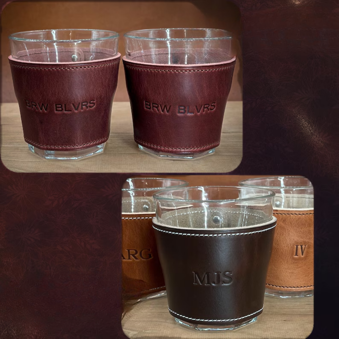 Leather Wrapped Whiskey Glasses