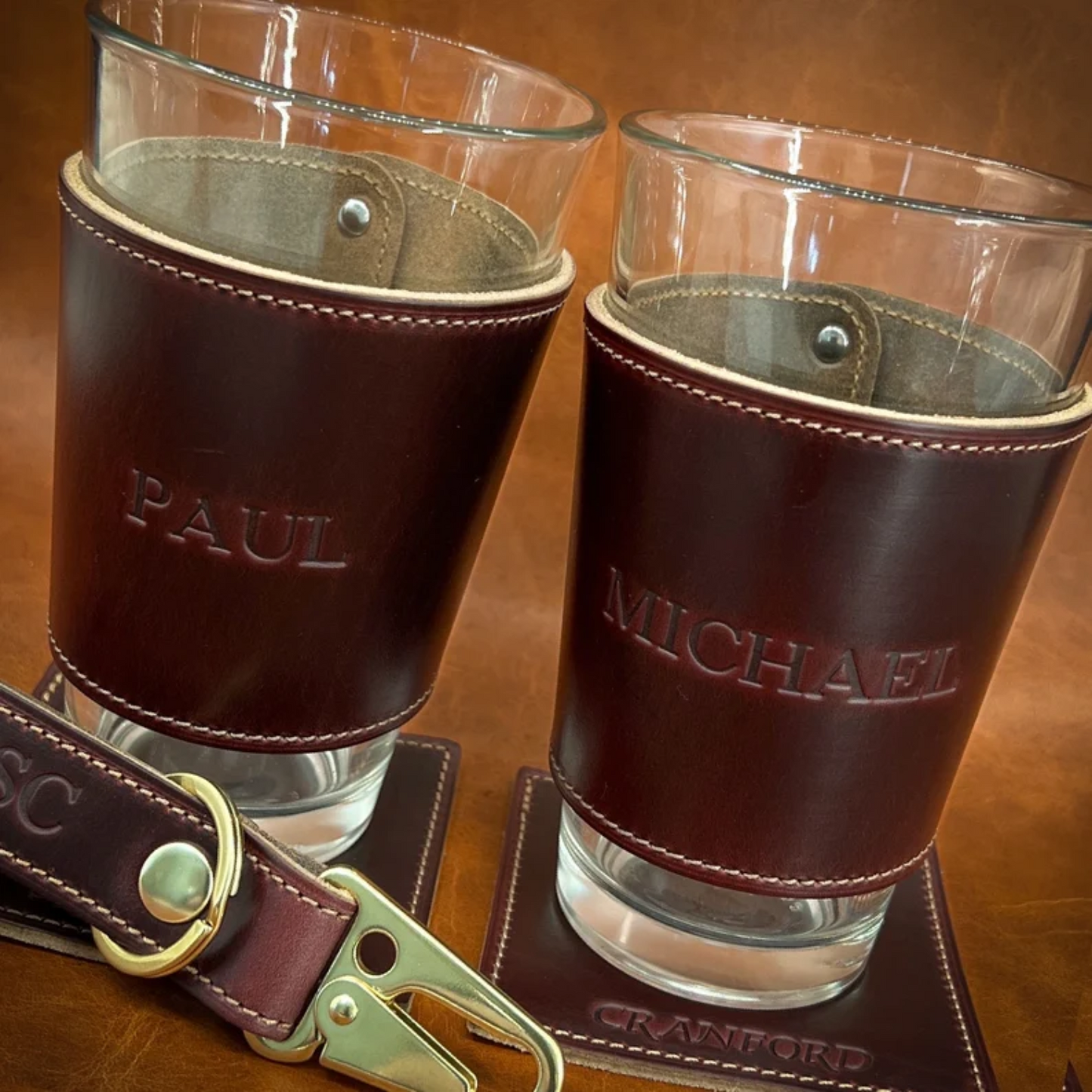 Leather Wrapped Whiskey Glasses