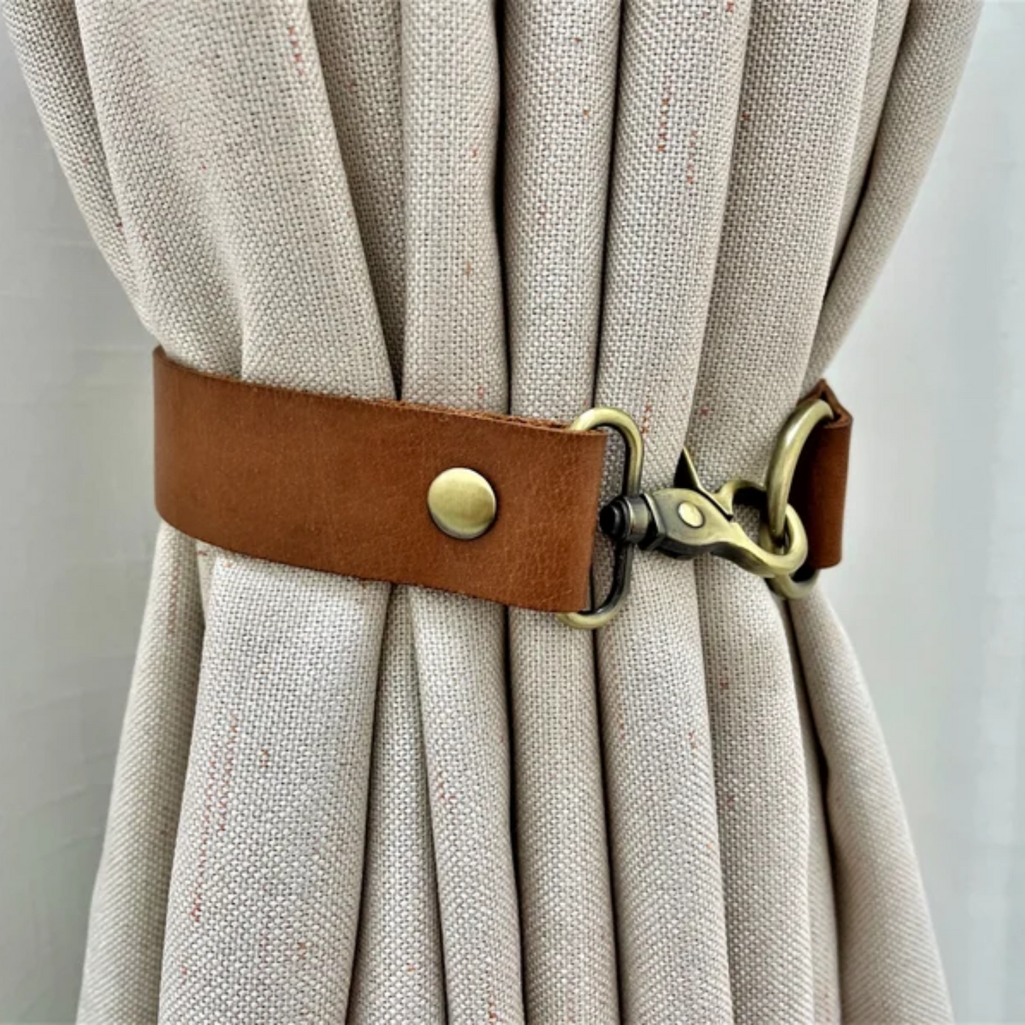 Leather curtain tie backs