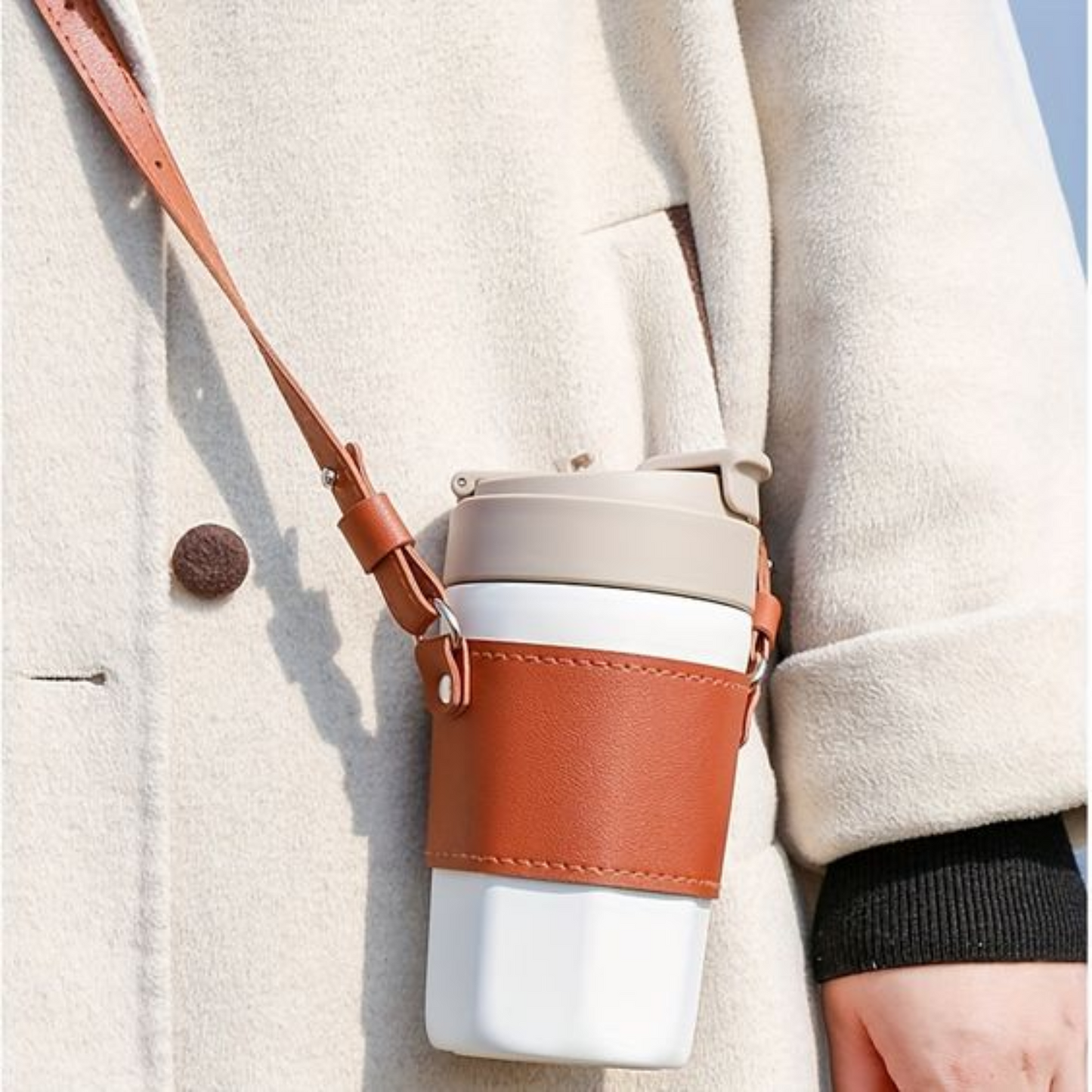 Portable Insulated Pu Leather Cup Bag