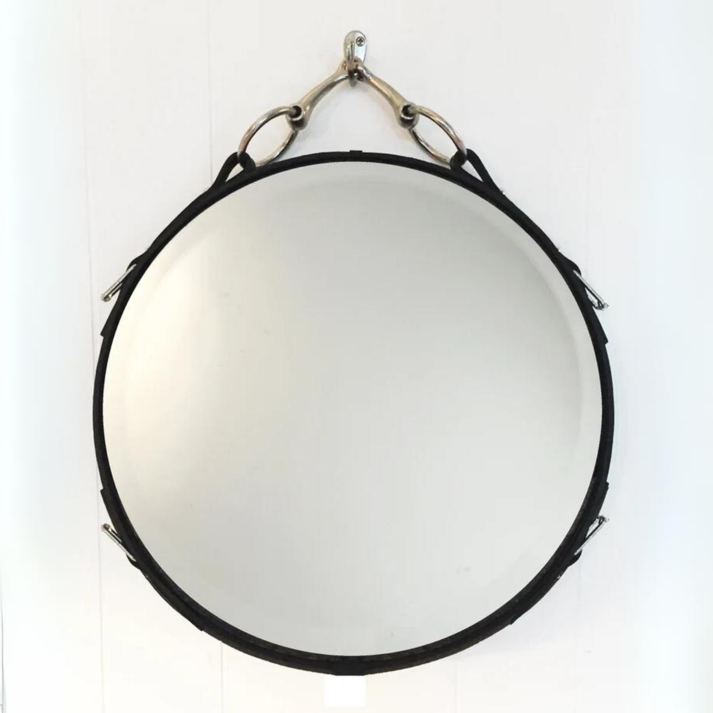 Equestrian Leather Mirror with Snaffle Bit