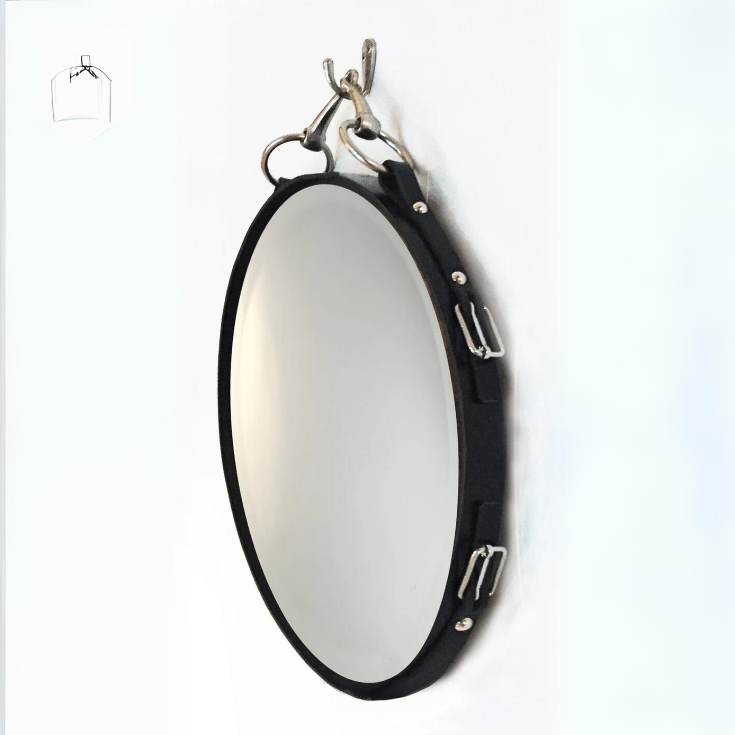 Equestrian Leather Mirror with Snaffle Bit