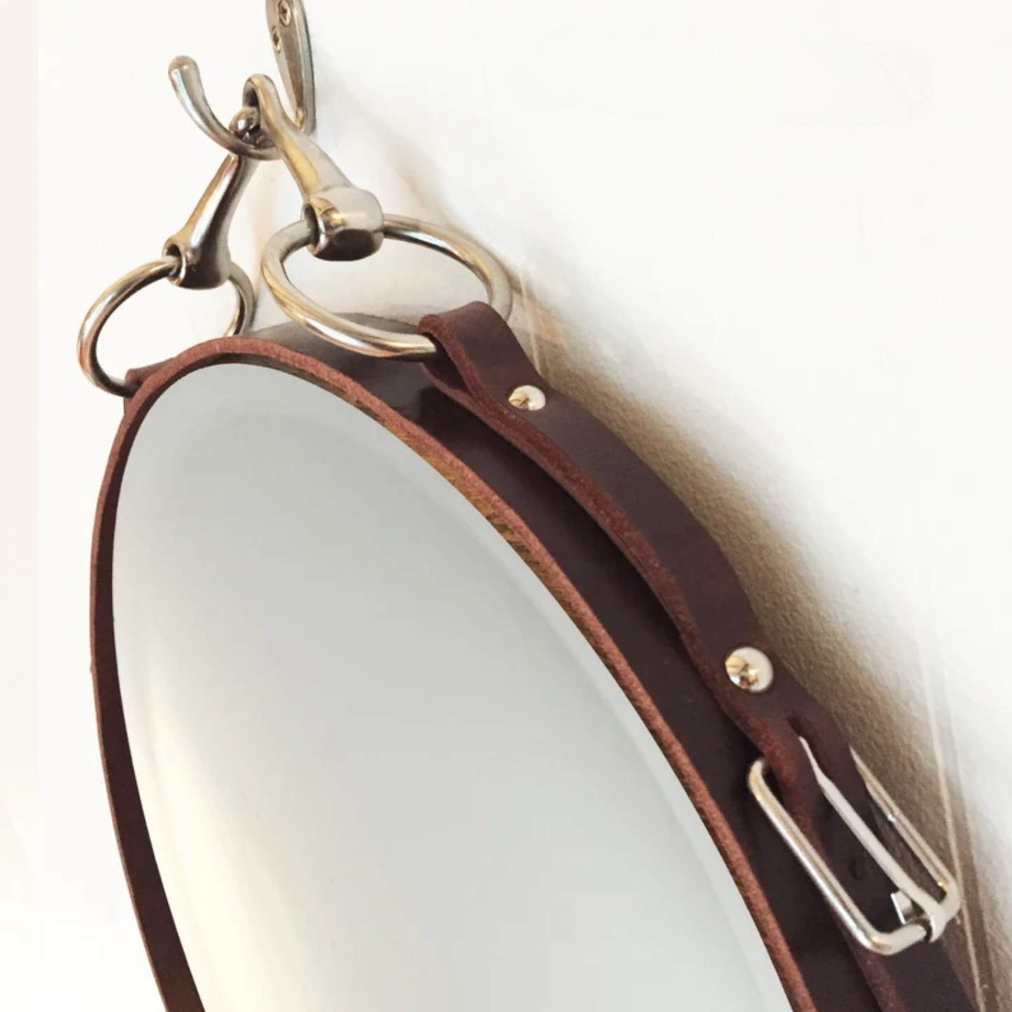 Equestrian Leather Mirror with Snaffle Bit