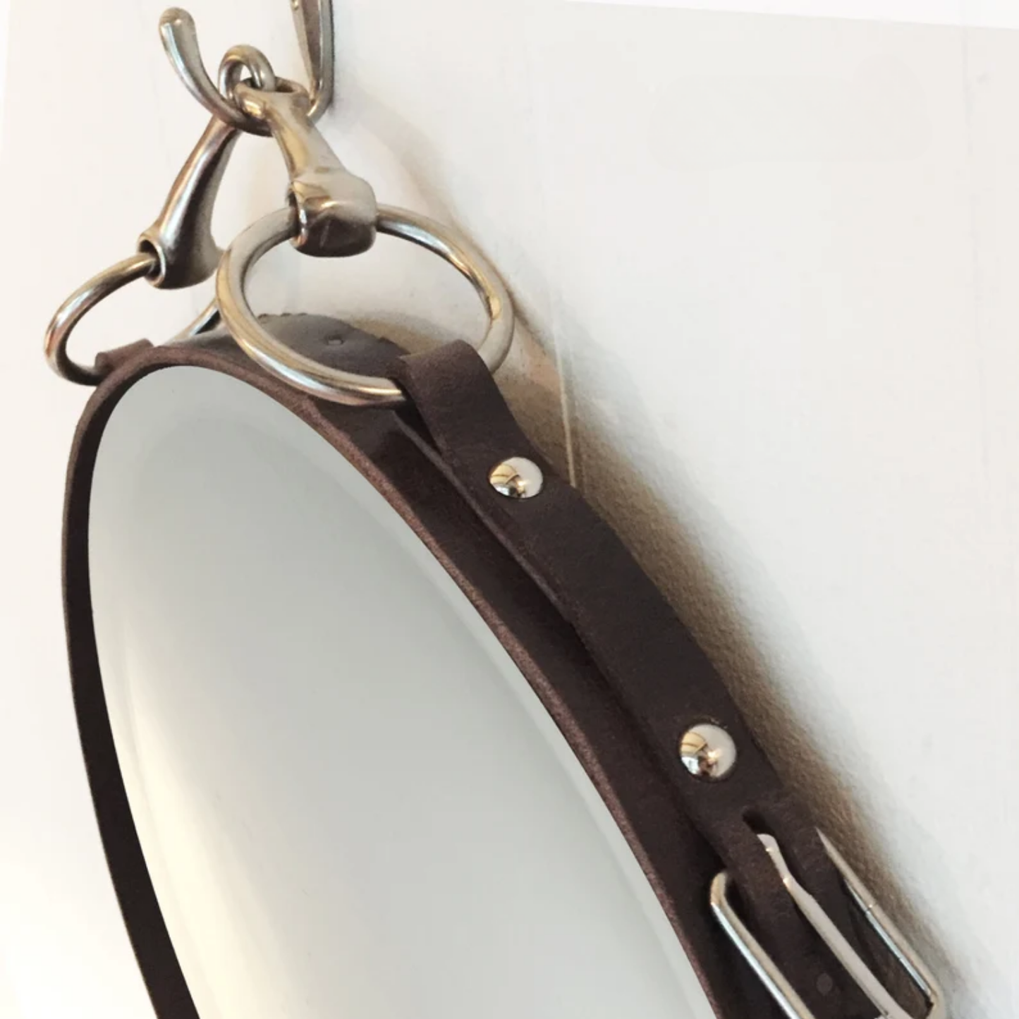 Equestrian Leather Mirror with Snaffle Bit