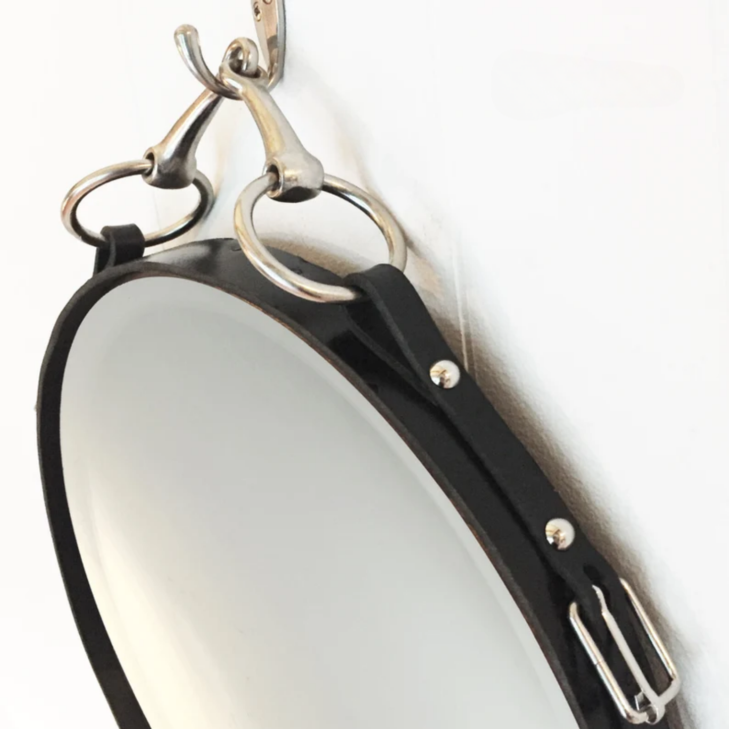 Equestrian Leather Mirror with Snaffle Bit