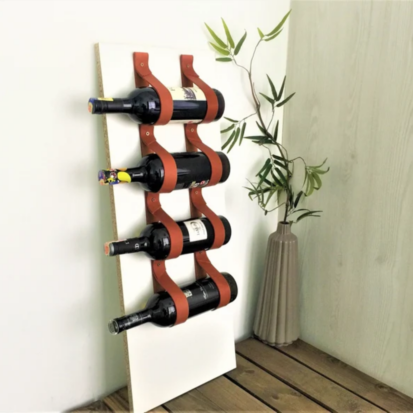 Leather Strap Wine Rack