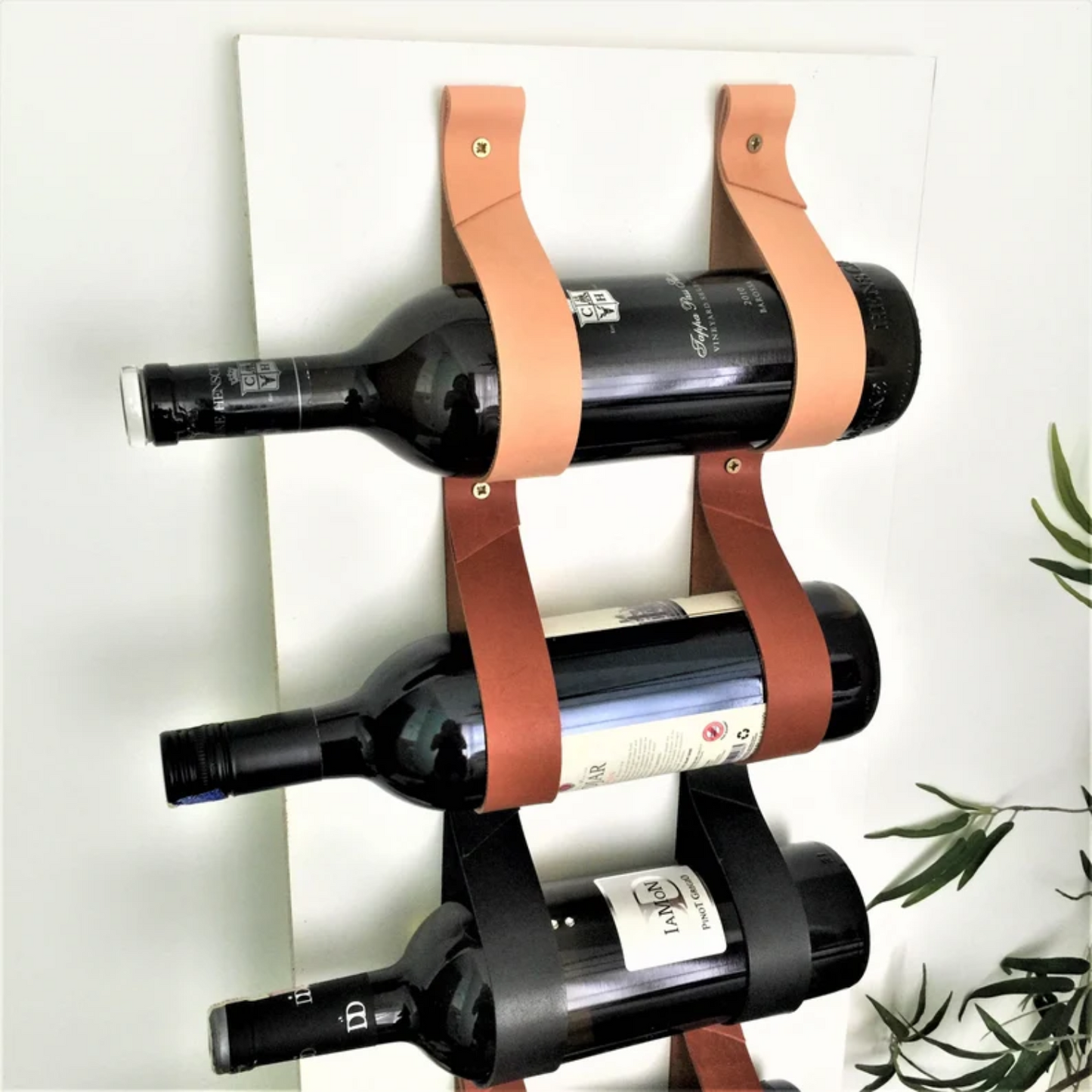 Leather Strap Wine Rack