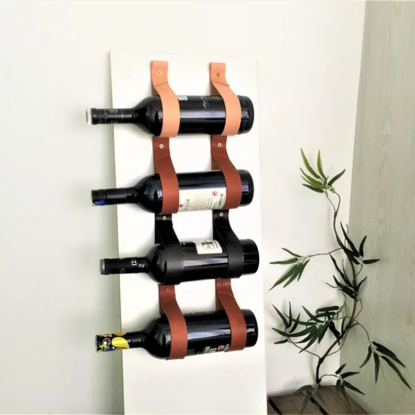 Leather Strap Wine Rack