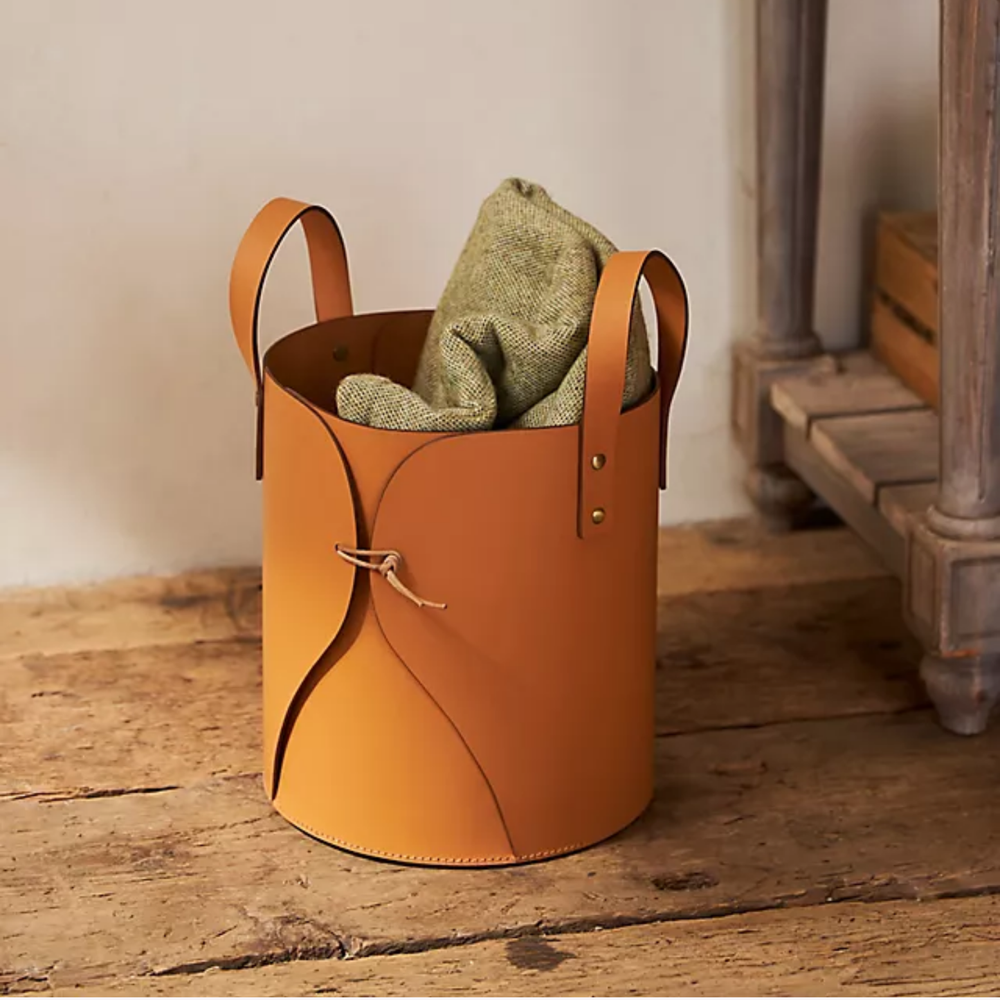 Folding Leather Basket