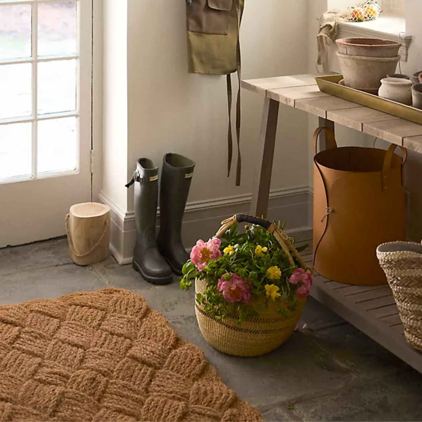 Folding Leather Basket