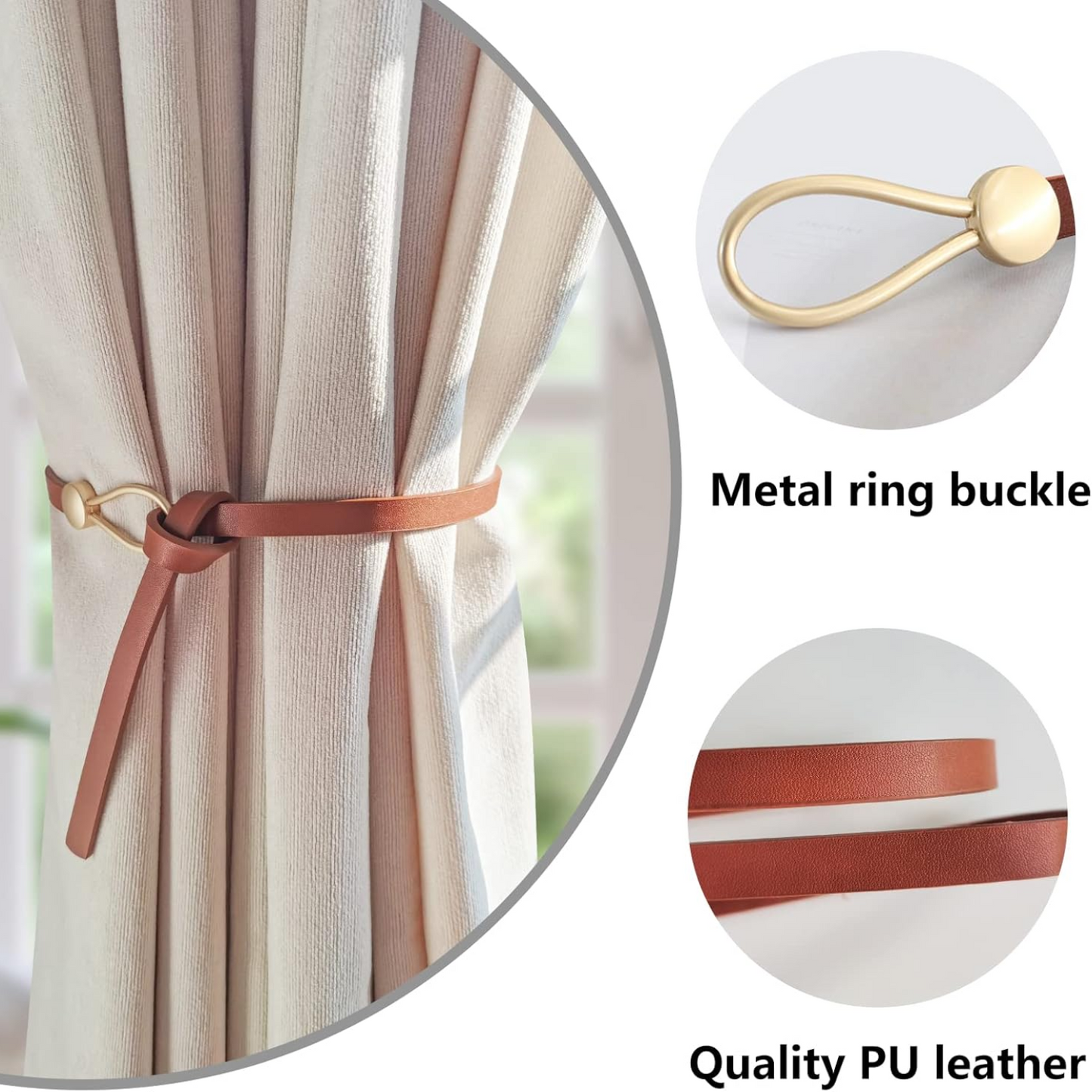 Leather Curtain Rope Tiebacks