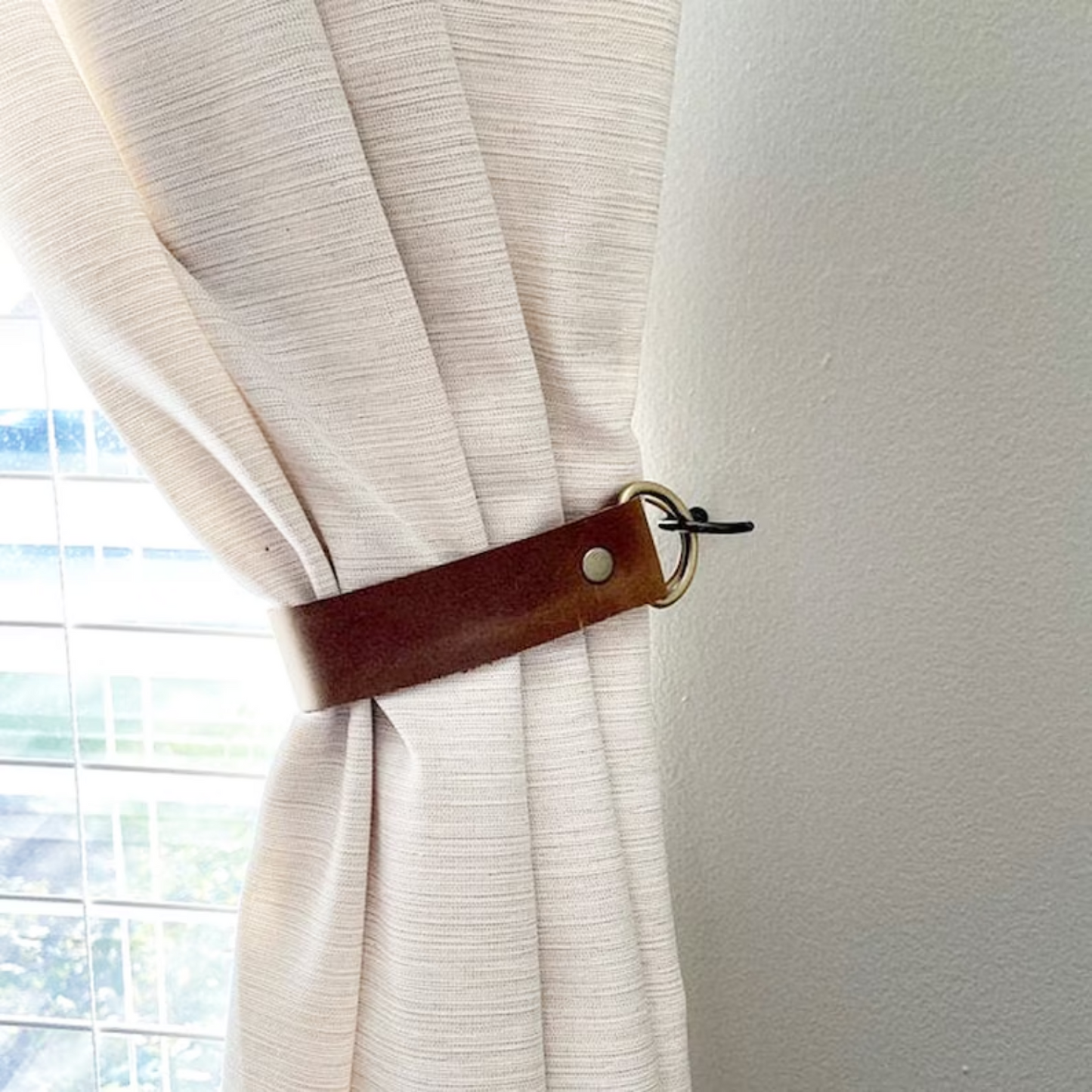 Leather curtain tie backs