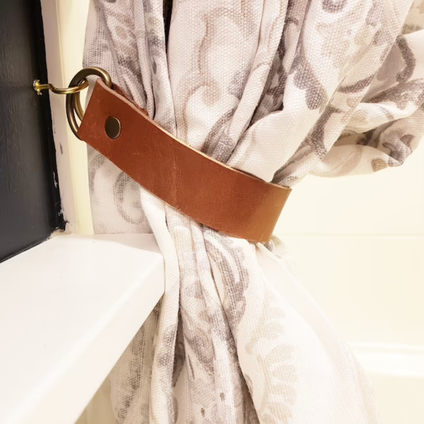 Leather curtain tie backs