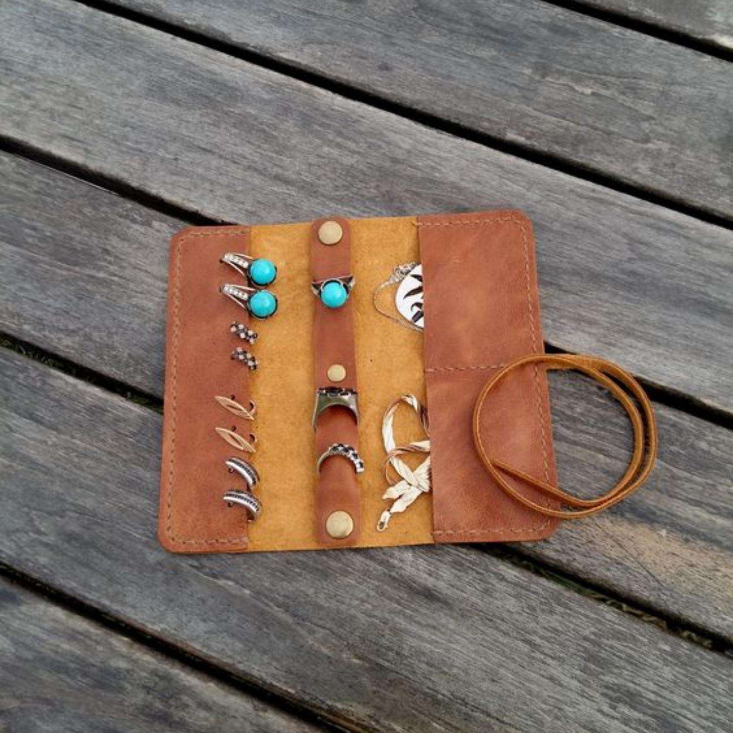 Leather Travel Jewellery Roll