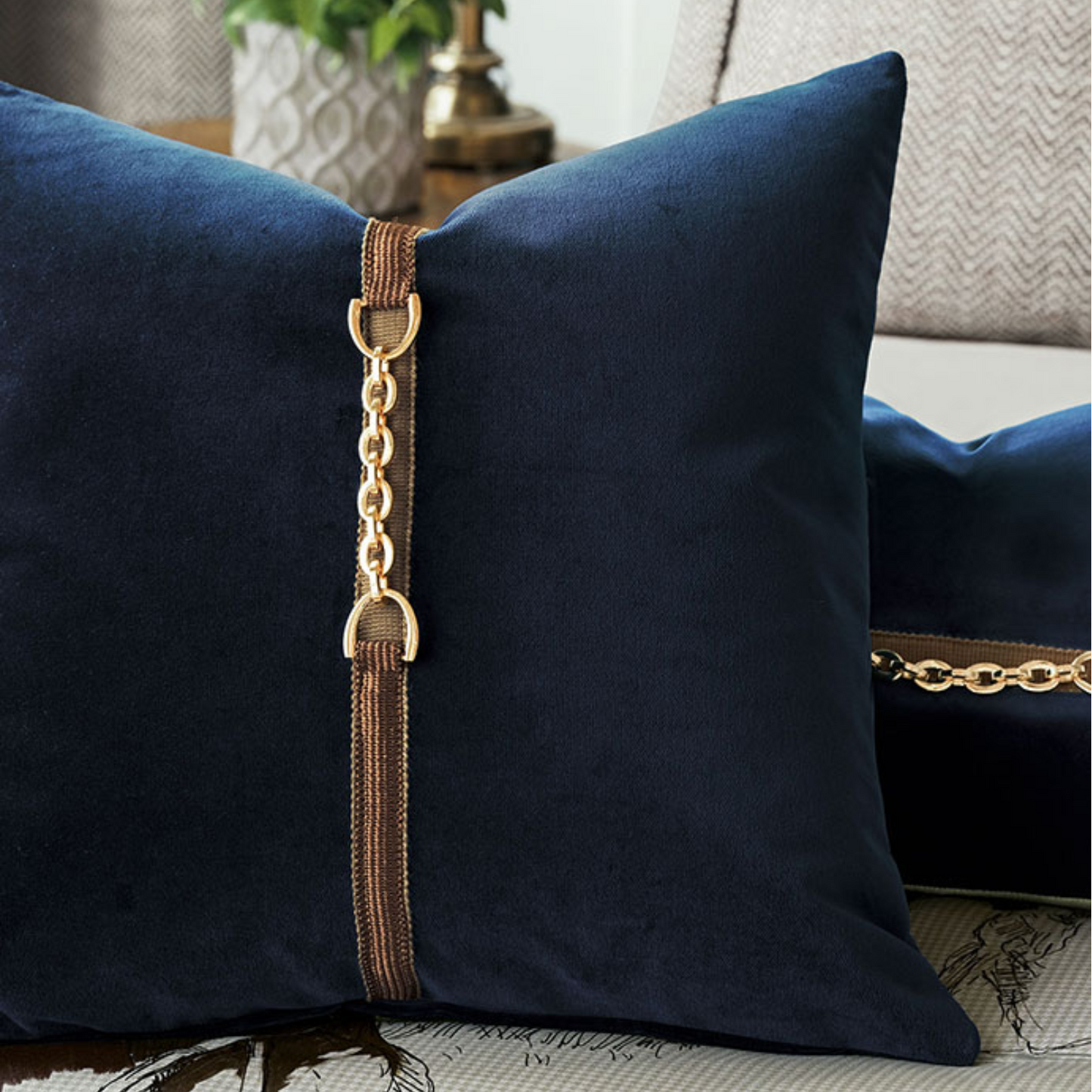 Vertical Buckle Decorative Pillow Cover
