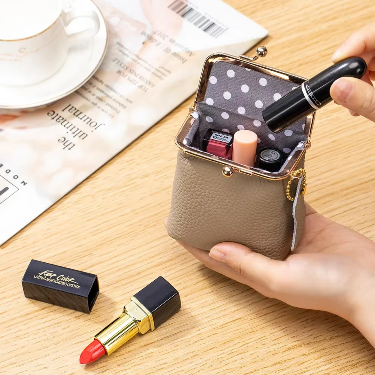 Mini Kiss Lock Cosmetic Purse