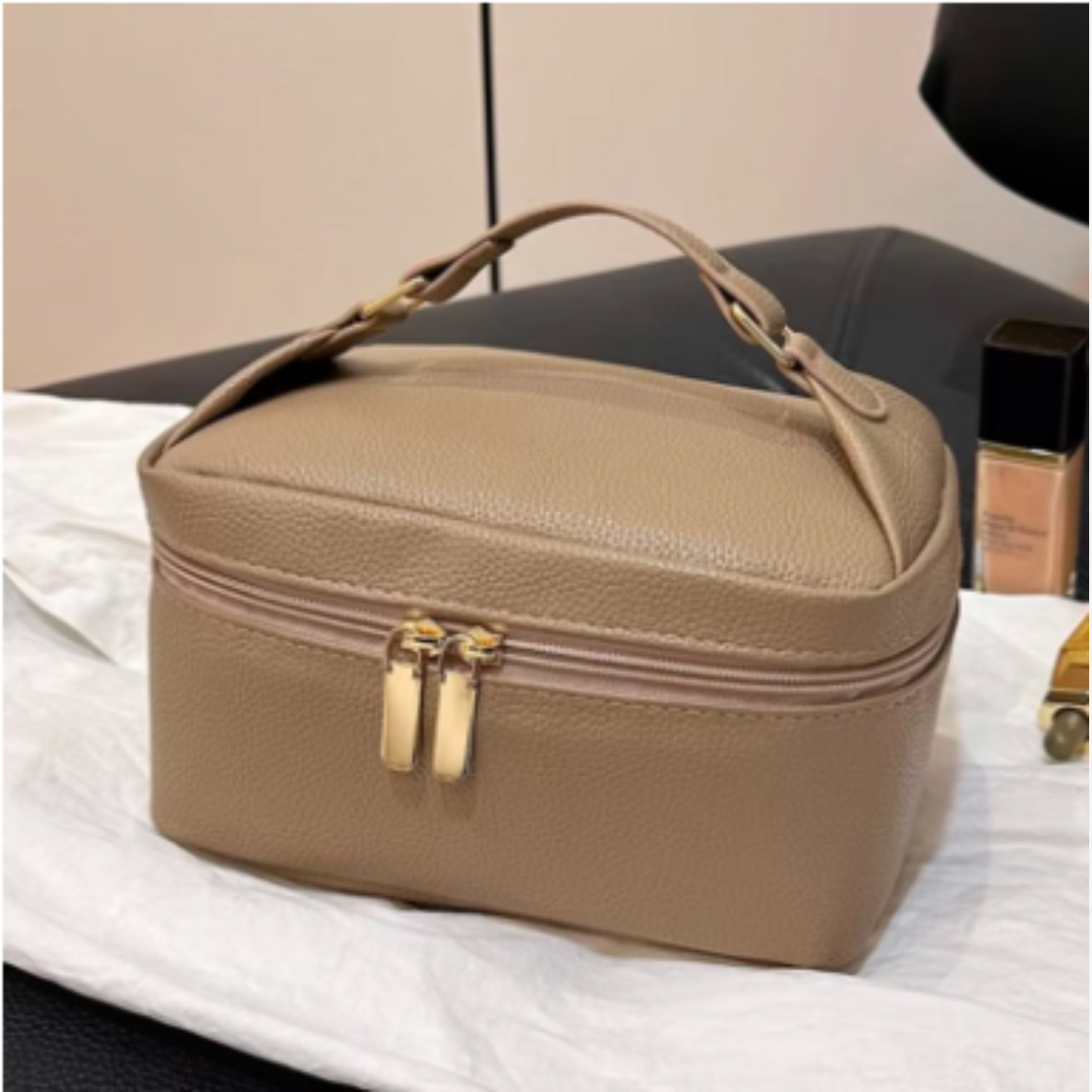 Portable Top Handle Makeup Bag with Organizer