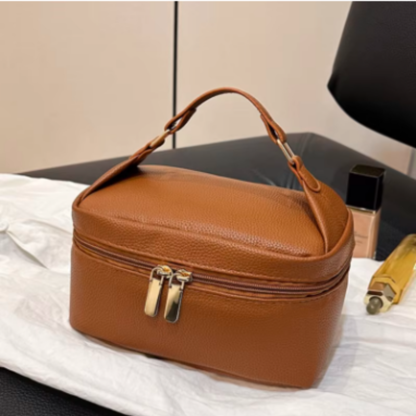 Portable Top Handle Makeup Bag with Organizer