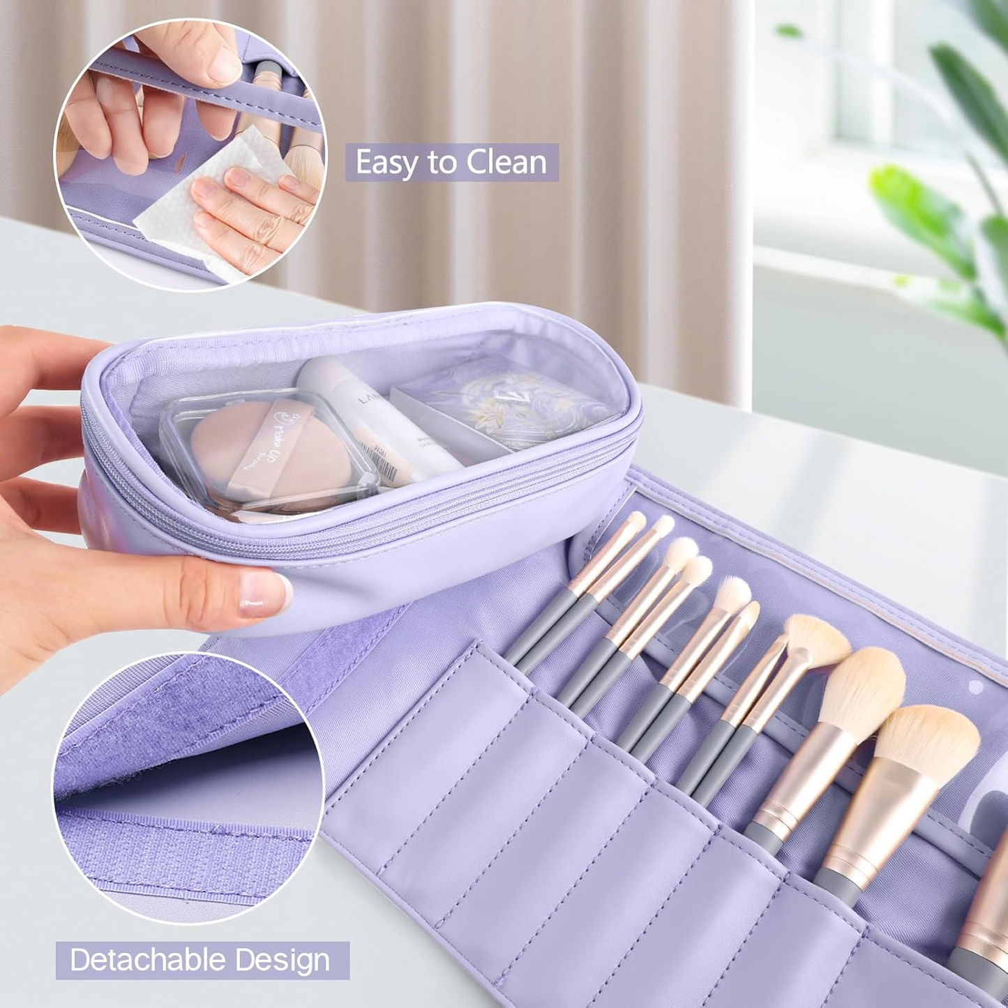 Cosmetic Bags Roll Up Brush Storage Bag