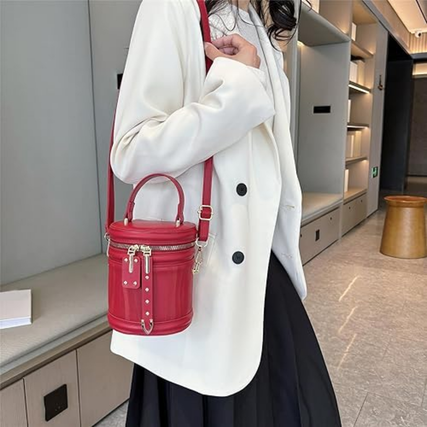 PU Leather Cylinder Bag