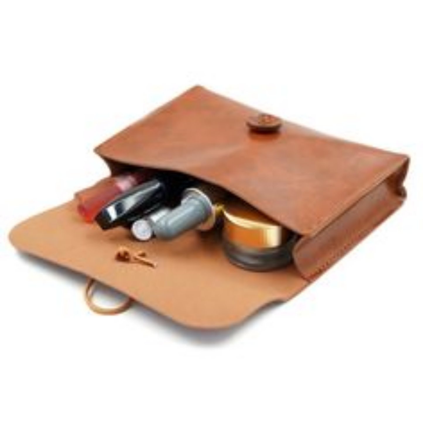 Colourful Cosmetic Organiser Clutch Bag - Glossy Brown