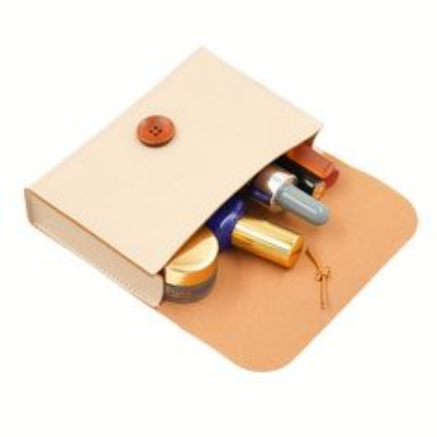 Colourful Cosmetic Organiser Clutch Bag - Glossy Brown