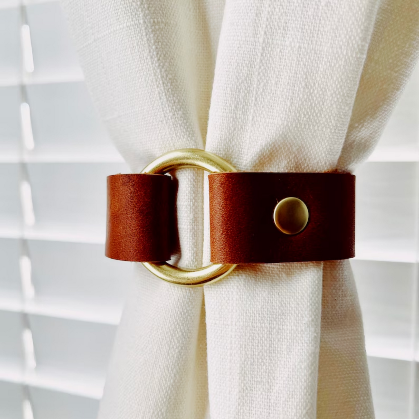 Leather curtain tie backs