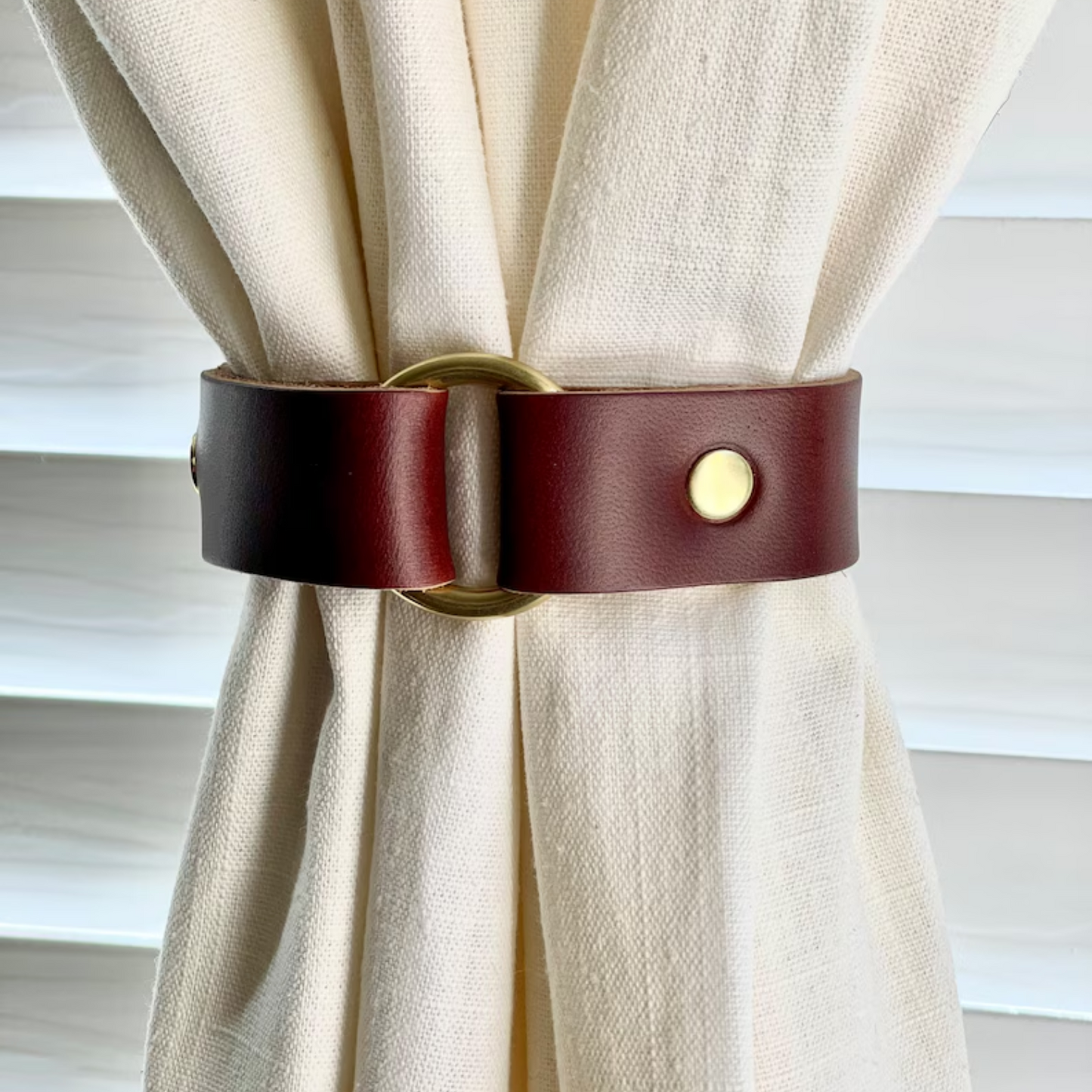 Leather curtain tie backs