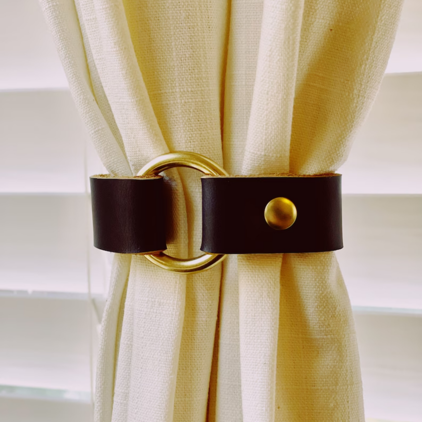 Leather curtain tie backs