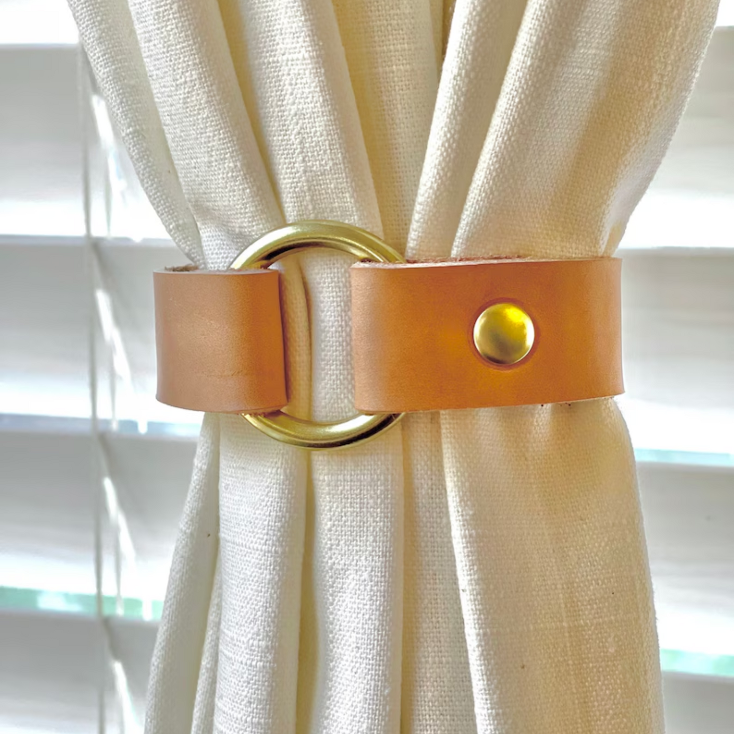 Leather curtain tie backs