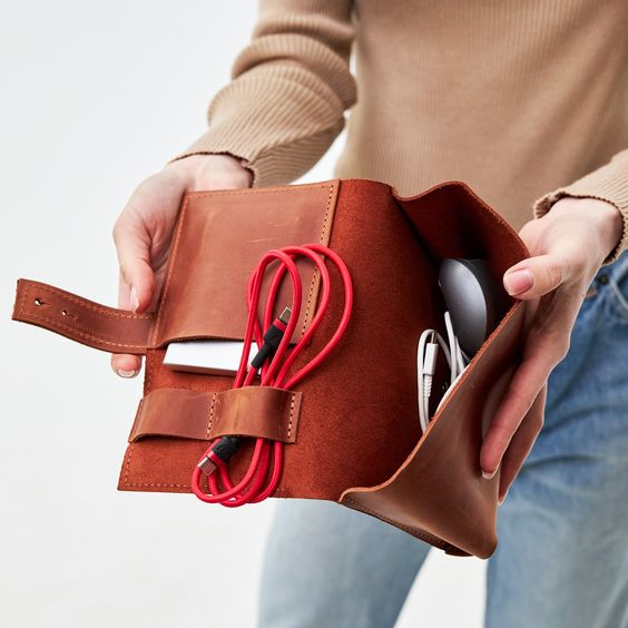 Leather cable organizer