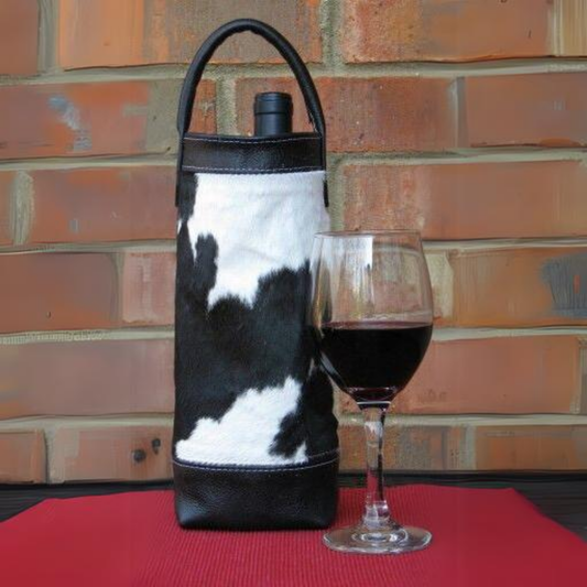 Wine Bottle Carrier Tote Bag Cow & Spot print