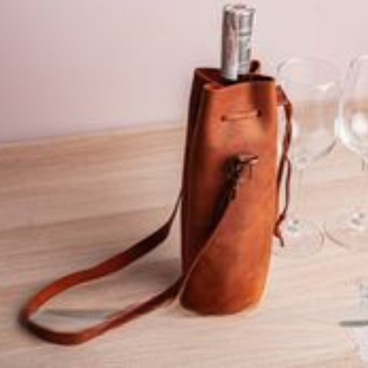 Leather wine bottle holder