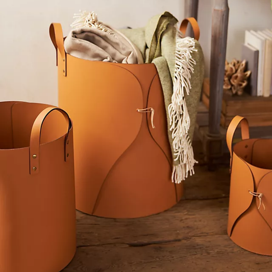 Folding Leather Basket