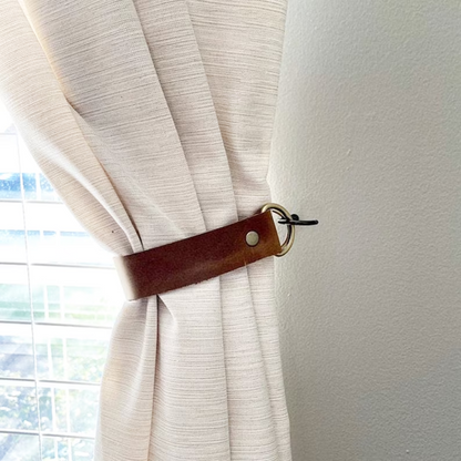 Leather curtain tie backs