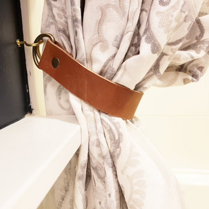 Leather curtain tie backs