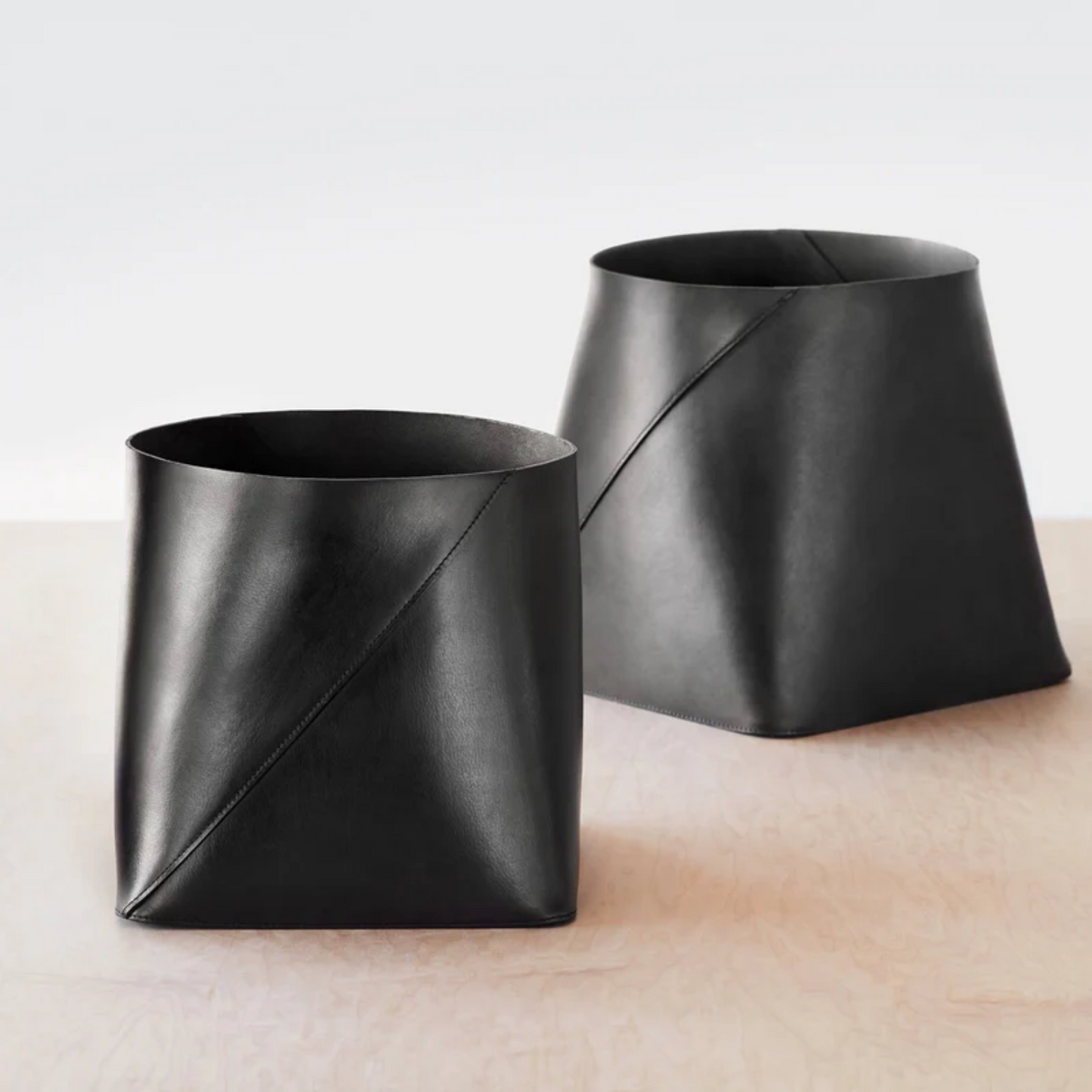 Tall Leather Storage Bins