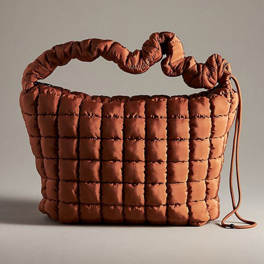 Quilted Nylon Scrunch Tote Bag