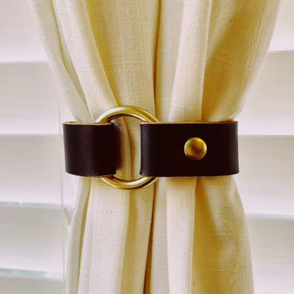 Leather curtain tie backs
